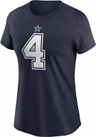 Nike Women's Dallas Cowboys Dak Prescott #4 Navy T-Shirt