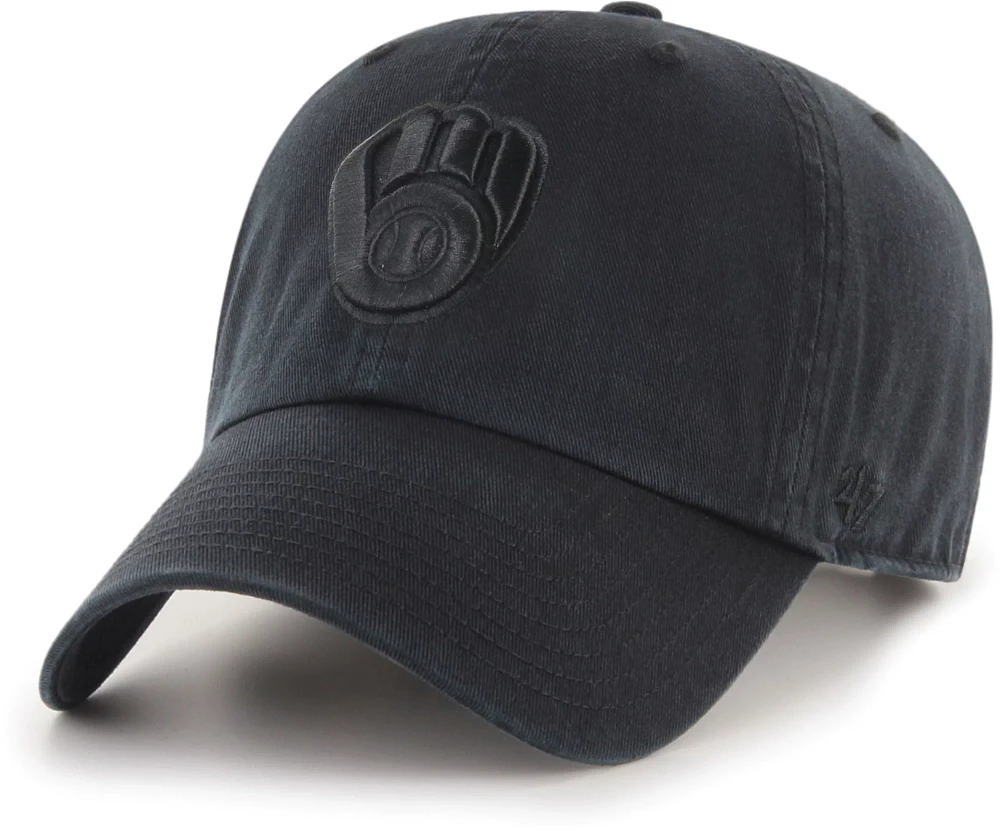 '47 Adult Milwaukee Brewers Black Clean Up Adjustable Hat