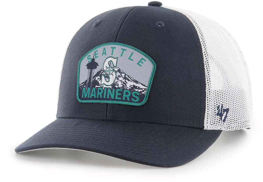 '47 Adult Seattle Mariners Navy Pitch Adjustable Trucker Hat