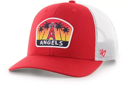 '47 Adult Los Angeles Angels Red Pitch Adjustable Trucker Hat