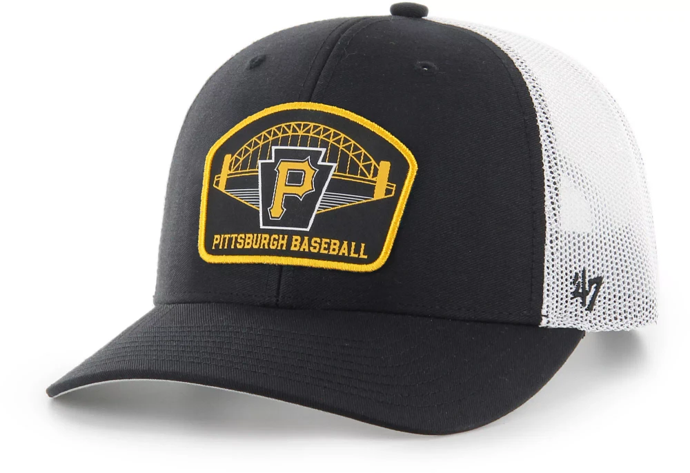 '47 Adult Pittsburgh Pirates Black Pitch Adjustable Trucker Hat