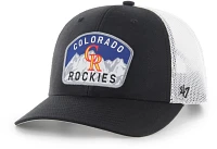 '47 Adult Colorado Rockies Black Pitch Adjustable Trucker Hat