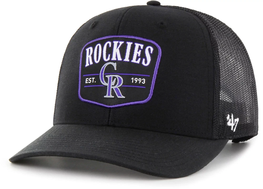 '47 Adult Colorado Rockies Black Squad Adjustable Trucker Hat