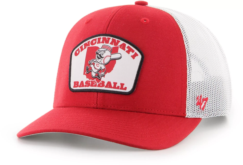 '47 Adult Cincinnati Reds Red Pitch Adjustable Trucker Hat