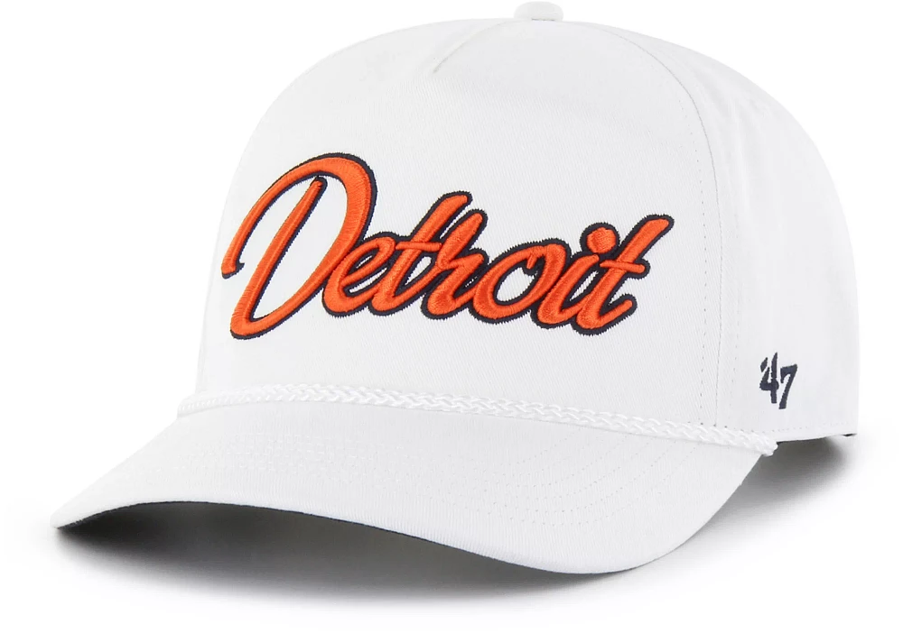 '47 Adult Detroit Tigers White Overhand Hitch Adjustable Hat