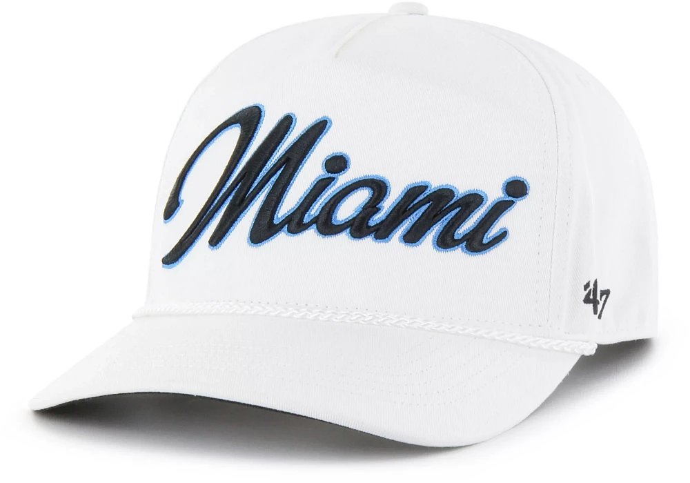 ‘47 Adult Miami Marlins White Overhand Hitch Adjustable Hat