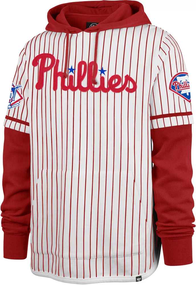 '47 Men's Philadelphia Phillies White Tri-Stop Cooperstown Pullover Hoodie