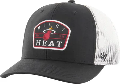 47 Brand Adult Miami Heat Black Semi Trucker Adjustable Hat