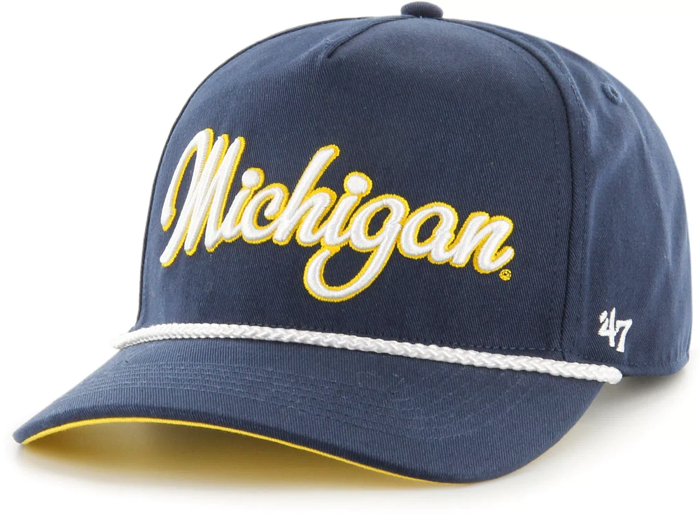 ‘47 Men's Michigan Wolverines Blue Overhand Script Hitch Adjustable Hat