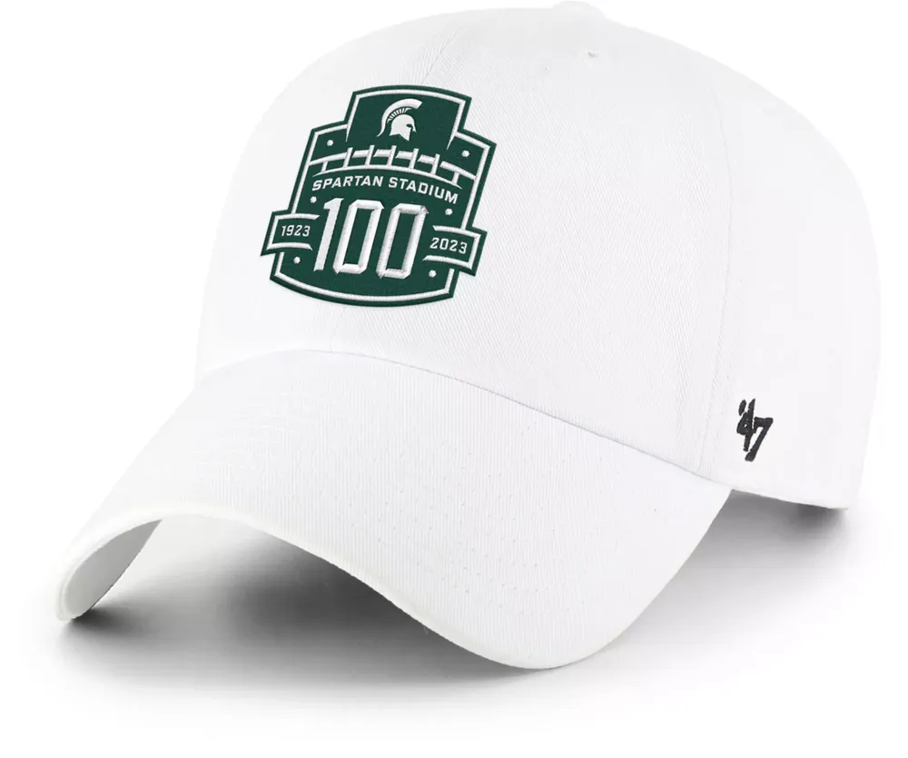 ‘47 Men's Michigan State Spartans White Spartan Stadium 100 Year Anniversary Clean Up Adjustable Hat