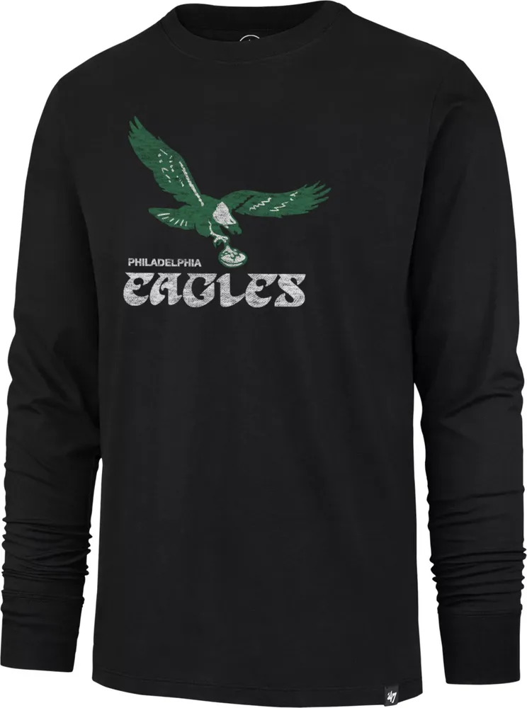 '47 Men's Philadelphia Eagles Premium Franklin Throwback Black Long Sleeve T-Shirt