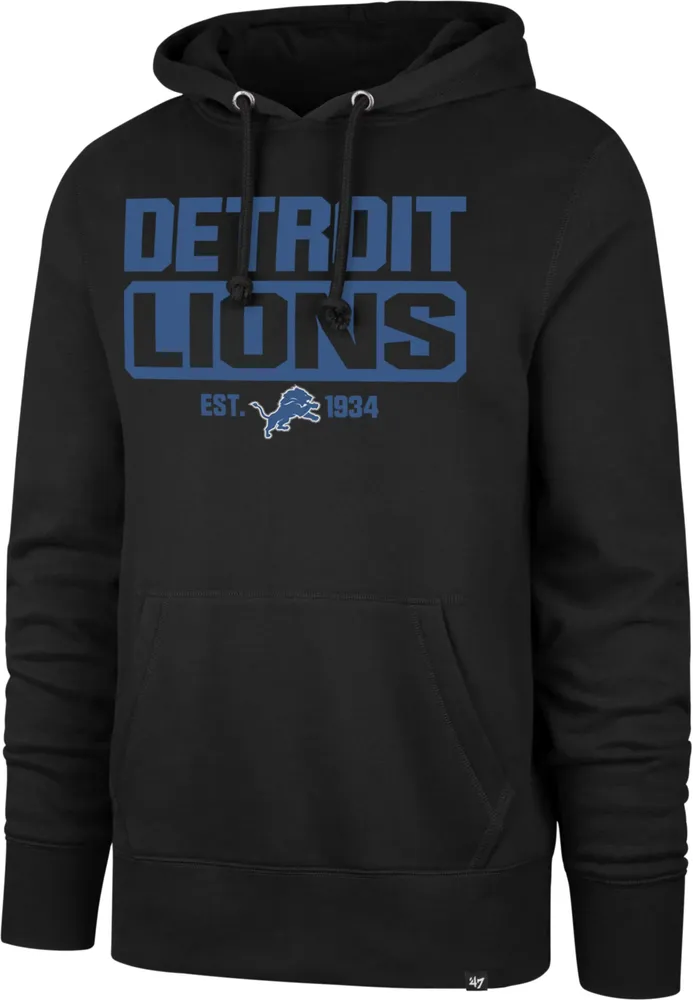 '47 Men's Detroit Lions Box Out Black Pullover Hoodie