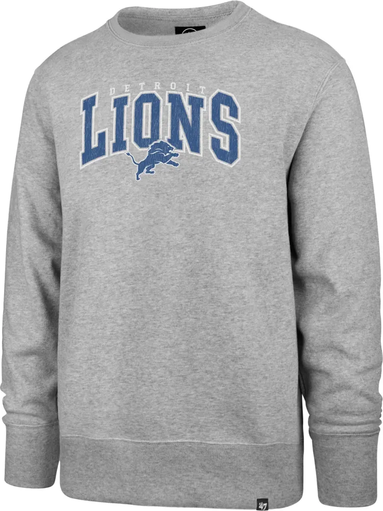 '47 Men's Detroit Lions Throwback Wordmark Grey Crew Sweatshirt