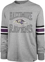 '47 Men's Baltimore Ravens Cover 2 Grey Long Sleeve T-Shirt