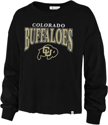 ‘47 Women's Colorado Buffaloes Black Long Sleeve Parkway Crop Top T-Shirt