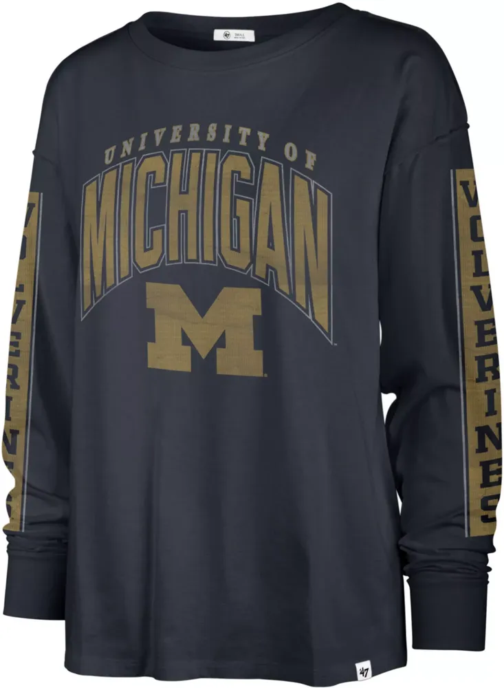 ‘47 Women's Michigan Wolverines Navy Tomcat Long Sleeve T-Shirt