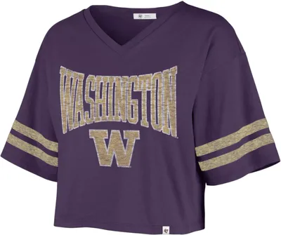 ‘47 Women's Washington Huskies Purple Fanfare Sporty Crop T-Shirt