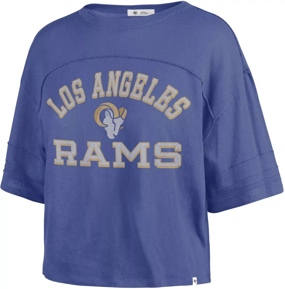 '47 Women's Los Angeles Rams Royal Half-Moon Crop T-Shirt