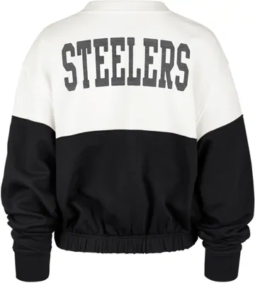 '47 Women's Pittsburgh Steelers Color Block Bonita Sandstone Crew Sweatshirt