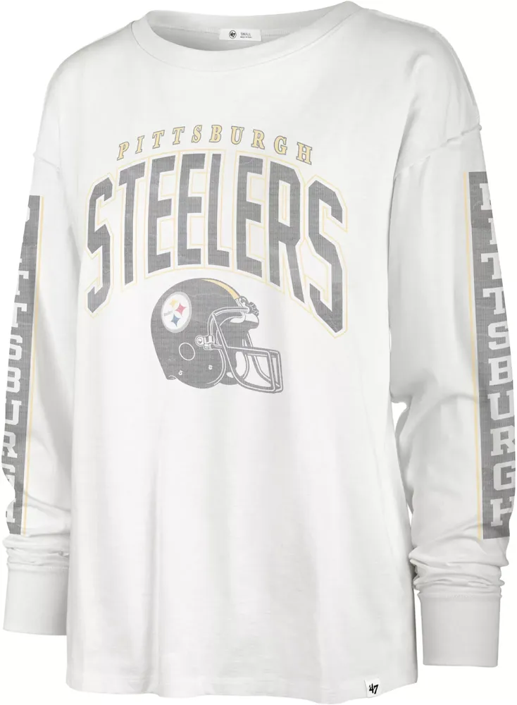 '47 Women's Pittsburgh Steelers Tomcat White Long Sleeve T-Shirt