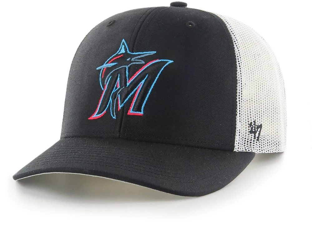 '47 Youth Miami Marlins Black Trucker Hat