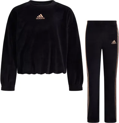 adidas Little Girls' Crewneck Velour Set