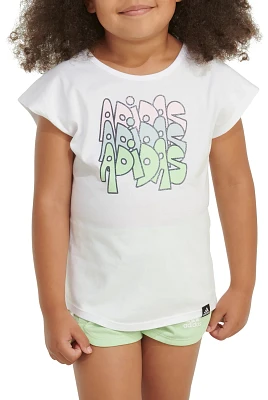 adidas Little Girls' Graphic T-Shirt & Mesh Shorts Two Piece Set