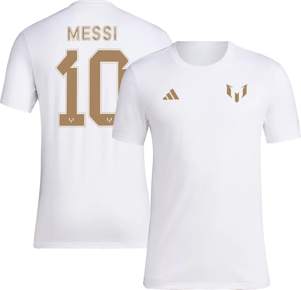 adidas Adult 2023 Ballon d'Or Lionel Messi #10 White T-Shirt