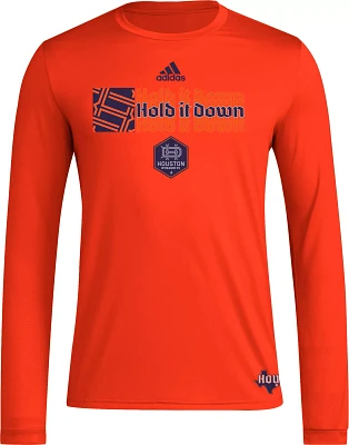 adidas Adult Houston Dynamo 2024 Jersey Hook Orange Long Sleeve Shirt