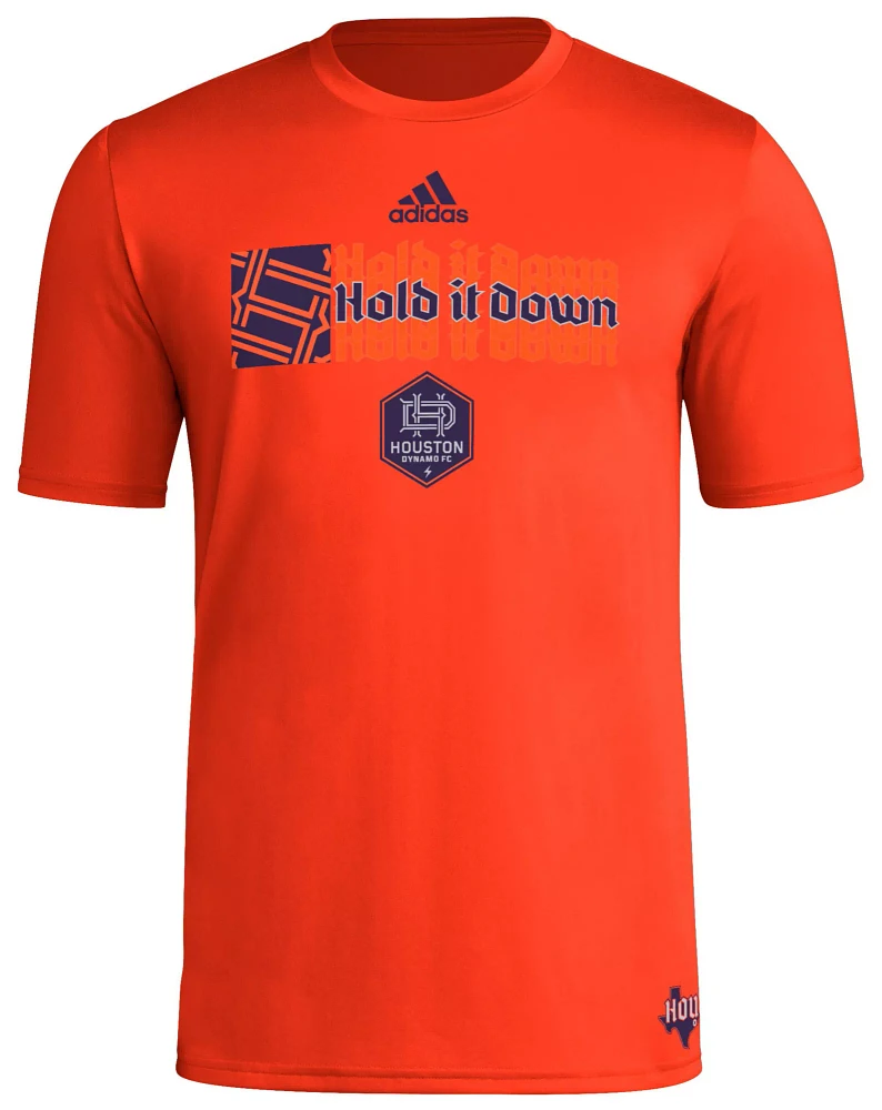 adidas Adult Houston Dynamo 2024 Jersey Hook Orange T-Shirt