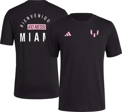 adidas Adult Inter Miami CF Messi #10 Bienvenido Black T-Shirt