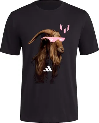 adidas Adult Miami Messi Goat LM #10 Black T-Shirt