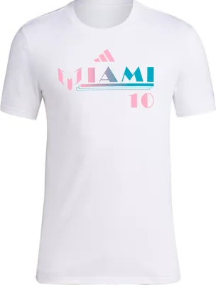 adidas Adult Miami Messi "M"IAMI LM #10 White T-Shirt