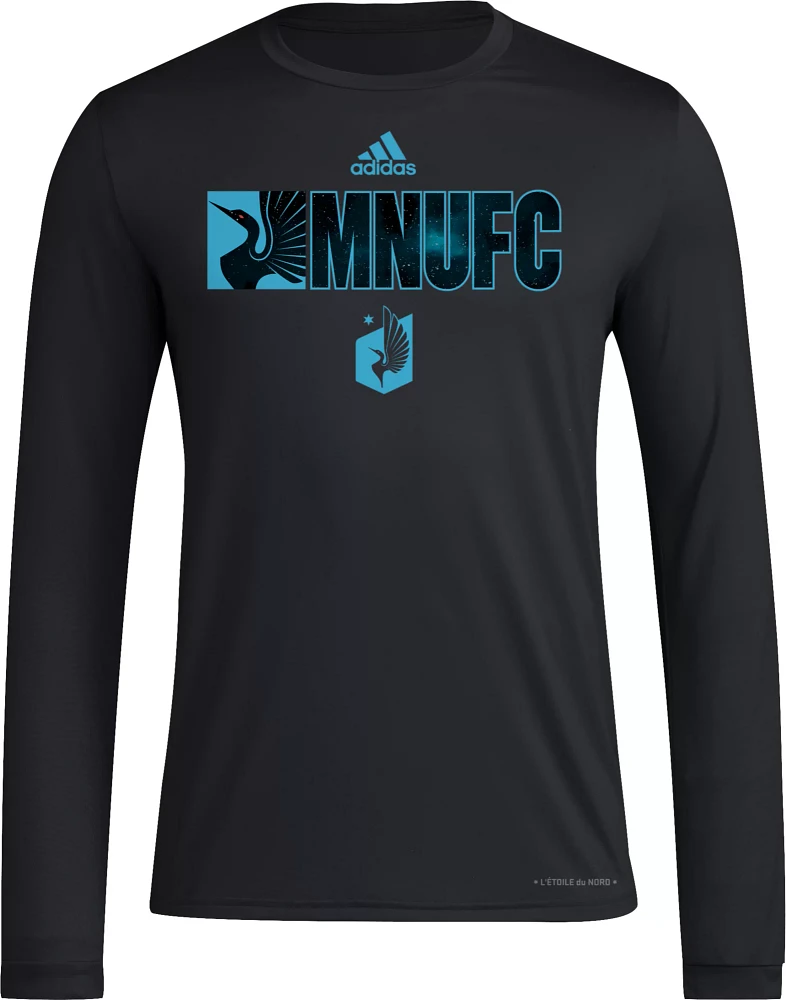 adidas Adult Minnesota United FC 2024 Jersey Hook Black Long Sleeve Shirt