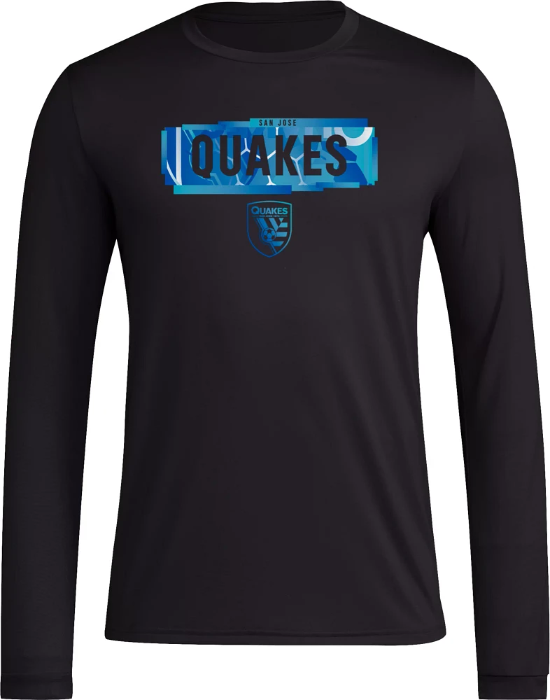 adidas Adult San Jose Earthquakes 2024 Local Pop Black Long Sleeve Shirt