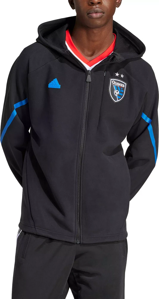 adidas Adult San Jose Earthquakes 2024 Black Prematch Anthem Jacket