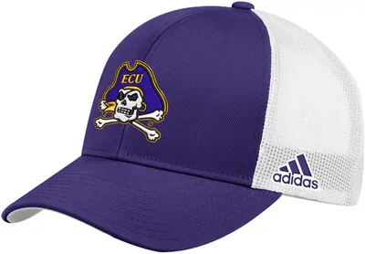 adidas Men's East Carolina Pirates Purple Structured Adjustable Trucker Hat