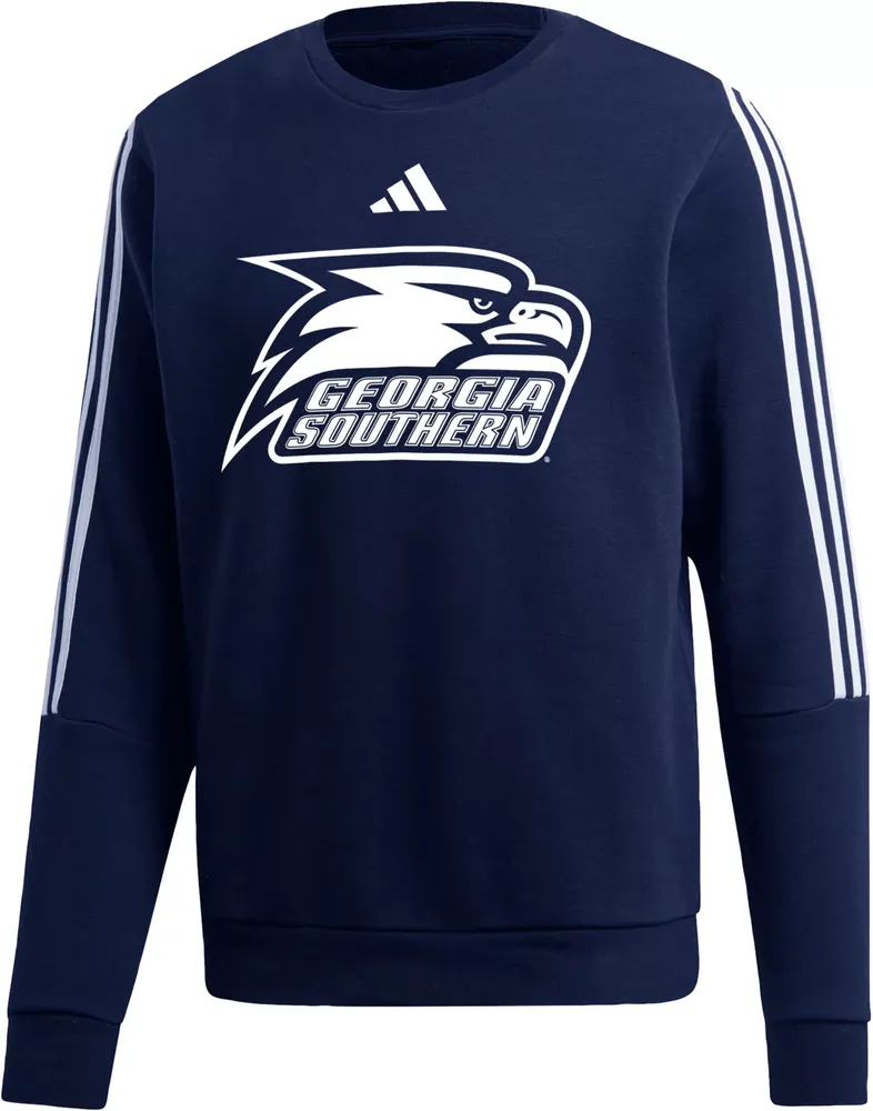 adidas Men's Georgia Southern Eagles Navy 3-Stripe Crew Pullover Sweatshirt