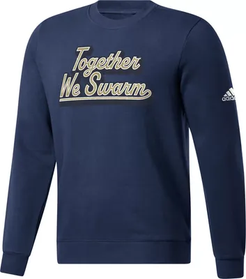 adidas Men's Georgia Tech Yellow Jackets Navy Motto Pullover Fleece Crewneck