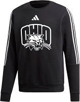 adidas Men's Ohio Bobcats Black 3-Stripe Crew Pullover Sweatshirt