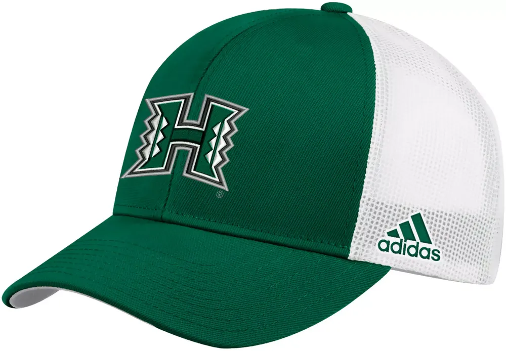 adidas Men's Hawai'i Warriors Green Structured Adjustable Trucker Hat