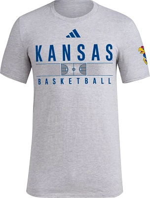 adidas Men's Kansas Jayhawks Grey Basketball Emblem T-Shirt