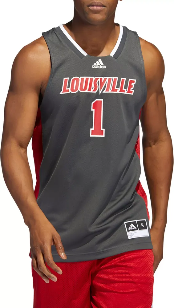 adidas Men's Louisville Cardinals #1 Grey Reverse Retro Replica Basketball Jersey