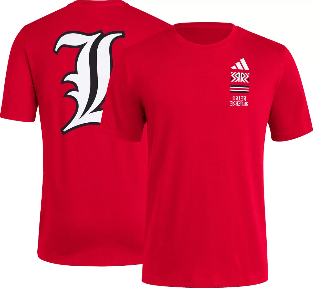 adidas Men's Louisville Cardinals Medium Red Reverse Retro Basketball T-Shirt