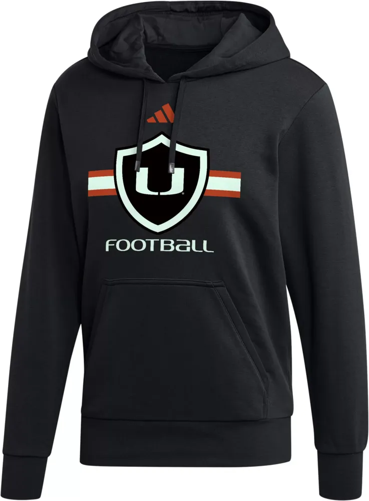 adidas Men's Miami Hurricanes Black Ghost Pullover Fleece Hoodie