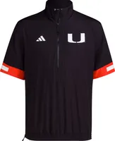 adidas Men's Miami Hurricanes Black Strategy Short Sleeve 1/4 Zip