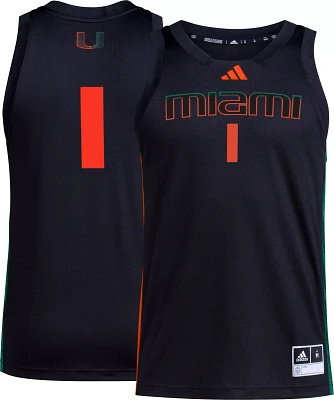 adidas Men's Miami Hurricanes Black Swingman Basketball Jersey