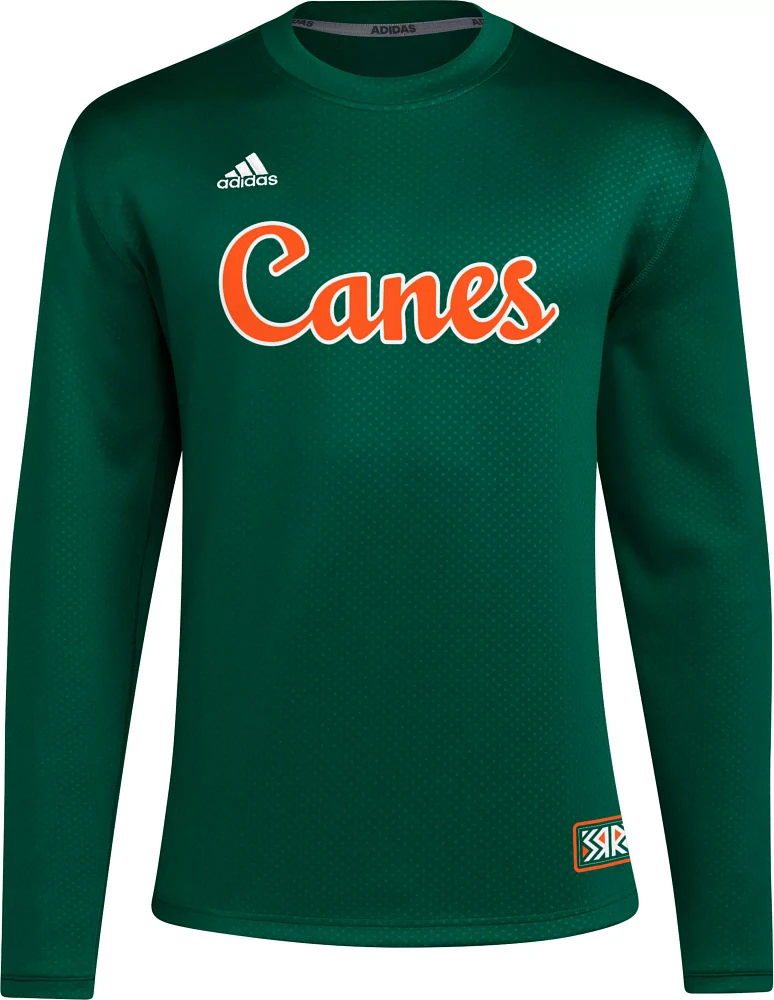 adidas Men's Miami Hurricanes Dark Green Reverse Retro Crew Pullover Sweatshirt