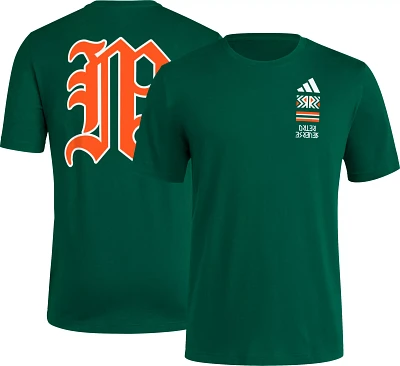 adidas Men's Miami Hurricanes Dark Green Reverse Retro Basketball T-Shirt