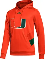 adidas Men's Miami Hurricanes Orange Sideline Travel Pullover Hoodie